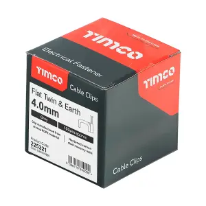 Timco - Flat Twin & Earth Cable Clips - Grey (Size To fit 4.0mm - 100 Pieces)