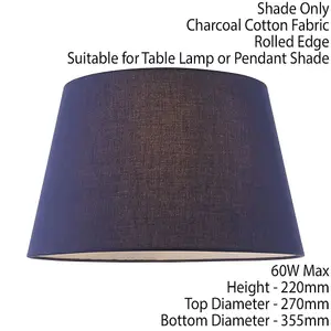 14" Round Tapered Lamp Shade Navy Blue Cotton Fabric Modern Simple Light Cover