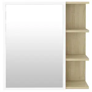 Berkfield Bathroom Mirror Cabinet White and Sonoma Oak 62.5x20.5x64 cm Engineered Wood