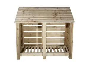 Slatted wooden log store W-146cm, H-126cm, D-88cm - natural (light green) finish