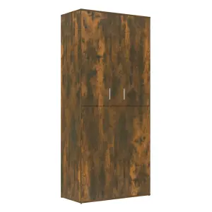 Berkfield Shoe Cabinet Smoked Oak 80x39x178 cm Engineered Wood