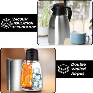 Mantraraj 2l Vacuum Airpot Jug Thermal Coffee Carafe Dispenser Insulated Double Walled Stainless Steel Vacuum Flask