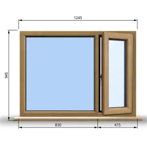 1245mm (W) x 945mm (H) Wooden Stormproof Window - 1/3 Right Opening Window - Toughened Safety Glass