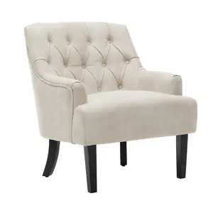 Faux Leather Suede Cream Lydia Accent Chair