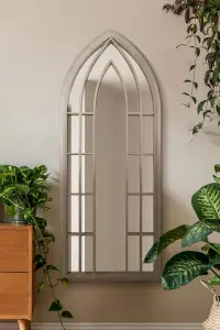 MirrorOutlet The Somerley Rustic Framed Arched Gothic Window Style Mirror 149CM X 61CM