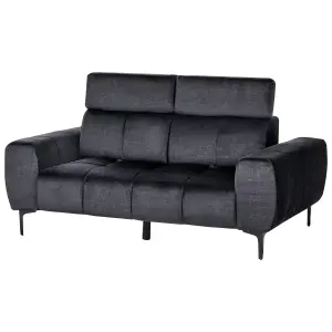 2 Seater Velvet Sofa Black VEGAMO