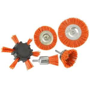 5pc Nylon Abrasive Filament Brush Drill Spindle 6mm Shank De Burring Rust