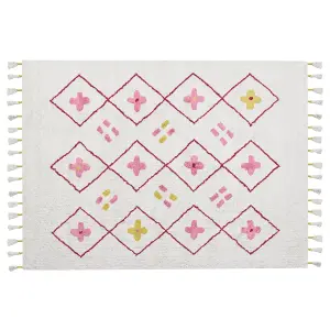 Cotton Kids Area Rug 160 x 230 cm White and Pink CAVUS