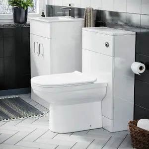 Nes Home Nanuya 500mm Vanity Basin, WC Unit & Elso Back to Wall White