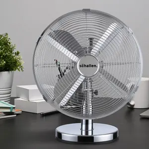 Home & Office Electric Sturdy Metal 12" 3 Speed Tilt Oscillating Worktop Desk Table Air Cooling Fan- Chrome