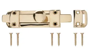 Smith & Locke Gold Brass effect Brass Flat Straight Door bolt N262 (L)96mm (W)20mm