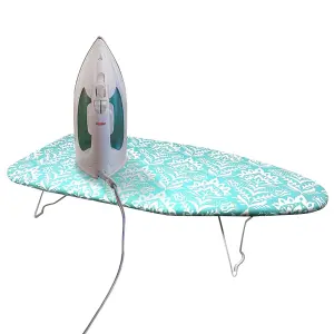 Mini Tabletop Ironing Board - Ironing Laundry Clothes - Adjustable Height, 100% Cotton Cover, Steel Net Board, Sewing Accessory