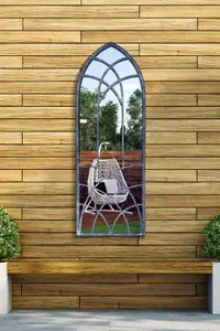 MirrorOutlet Chelsea Metal Arch shaped Decorative Window Garden Mirror 121cm X 45cm