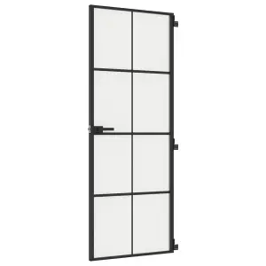 Berkfield Interior Door Slim Black 76x201.5 cm Tempered Glass and Aluminium