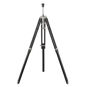 Luminosa Tripod Floor Lamp Bright Nickel Plate, Dark Wood, E27