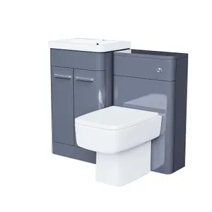 Nes Home Sudbury 500mm Vanity Basin Unit, WC Unit & Back to Wall Toilet Anthracite