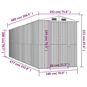 Berkfield Garden Shed Green 192x689x223 cm Galvanised Steel