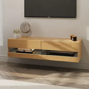 GFW Leon 120cm Wall TV Unit with LED Oak