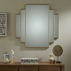 Wall Mirror Charleston Rectangular Shape with Gold Frame H 90cm X W 90cm for Hanging Anywhere Inside Your House