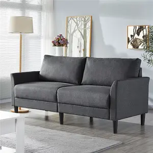 Yaheetech Dark Grey 2-Seater Linen Fabric Upholstered Sofa 191cm