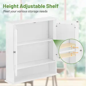 Costway Wall Mounted Bathroom Mirror Cabinet Wooden Storage Cupboard Medicine Organizer