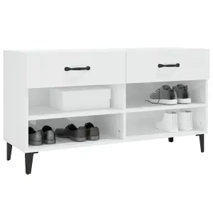 Berkfield Shoe Cabinet High Gloss White 102x35x55 cm Engineered Wood