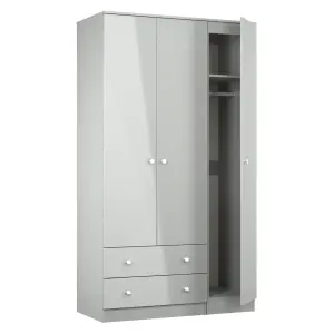 Yarmouth Ready assembled Modern Grey 2 Drawer Tall Triple Wardrobe (H)1960mm (W)1108mm (D)530mm