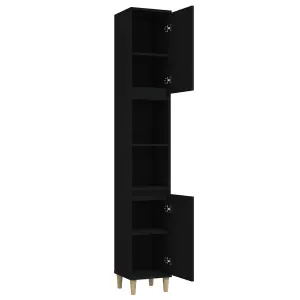 Berkfield Bathroom Cabinet Black 30x30x190 cm Engineered Wood