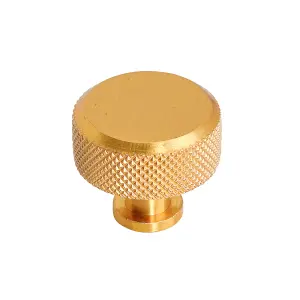 DecorAndDecor - AMELIA Matt Gold Knurled Circular Cabinet Knob Drawer Kitchen Pull Handles - Pair