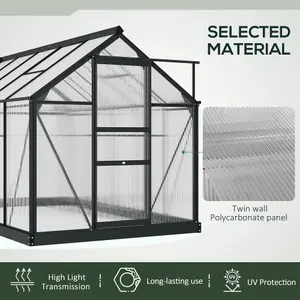 Outsunny 6x10ft Walk-In Polycarbonate Greenhouse Plant Grow Galvanized Aluminium