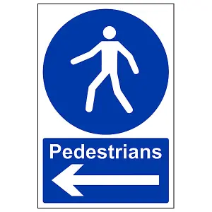 Pedestrians Arrow LEFT Public Safety Sign - Adhesive Vinyl - 200x300mm (x3)