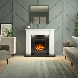 BeModern Elysia White & Black Outset Electric Fire suite