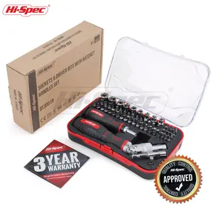 Hi-Spec 61pc 1/4 inch Driver Bit & Socket Set with Ratchet Screwdriver Handles. Torx, Hex & Small Precision Screw Bits