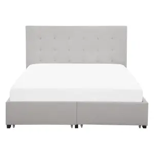 Fabric EU Double Size Bed with Storage Light Grey LA ROCHELLE