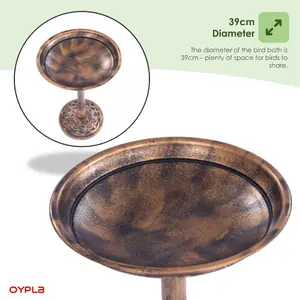 Oypla Traditional Ornamental Pedestal Garden Water Bird Bath (Bronze)