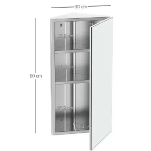 HOMCOM Bathroom Corner Wall Mirror Storage Cabinet Cupboard Stainless Steel