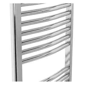 Rinse Curved Bathroom Heated Towel Rail Warmer Radiator Central Heating Chrome - 1500x450mm