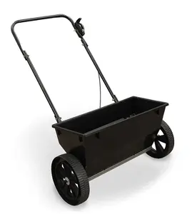 Black Salt/Seed/Fertiliser Drop Spreader With 30kg Capacity, Rock Salt Spreader With Cable Controlled Flow, No Motors/Batteries