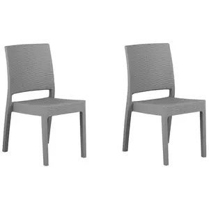 Set of 2 Garden Chairs FOSSANO Synthetic Material Light Grey