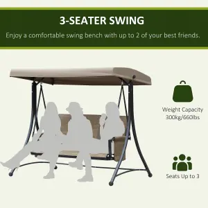 Outsunny 3 Seat Fabric Backyard Balcony Patio Swing Chair with Canopy Top