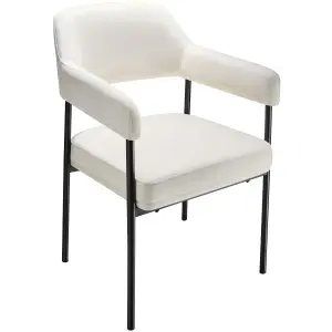 armchair Doé, upholstered, steel legs - velvet look off-white