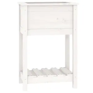 Berkfield Planter with Shelf White 54x34.5x81 cm Solid Wood Pine