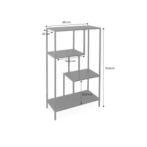 sweeek. 4-shelf asymmetrical bookshelf in black metal Industrielle Black