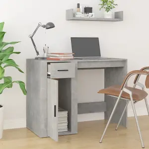 Berkfield Desk Concrete Grey 100x49x75 cm Engineered Wood