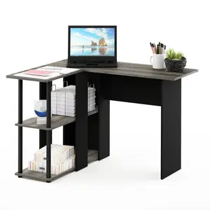 Angulo L-Shape Computer Desk Black / White Oak