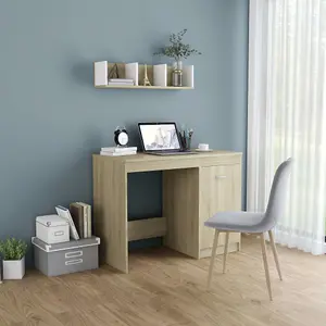 Berkfield Desk Sonoma Oak 100x50x76 cm Engineered Wood