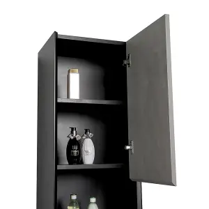 Declan Black & Concrete Wall Hung Bathroom Tall Storage Unit (H)1700mm (W)400mm