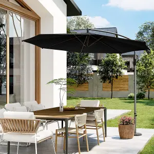 3M Outdoor Black Cantilever Crank Tilt Swivel Banana Umbrella Sunshade without Base