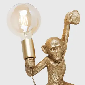 ValueLights Monkey Animal Quirky Modern Gold Wall Light