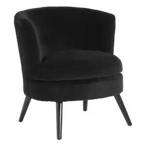 Interiors By Premier Elegant Round Plush Black Cotton Velvet Armchair, Velvet Upholstered Comfortable Armchair For Livingroom